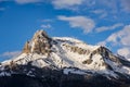 View of the peaks of Mount TÃÂªte ÃÂ  l`Ane from MegÃÂ¨ve..Mont Blanc massif chain seen from the French side